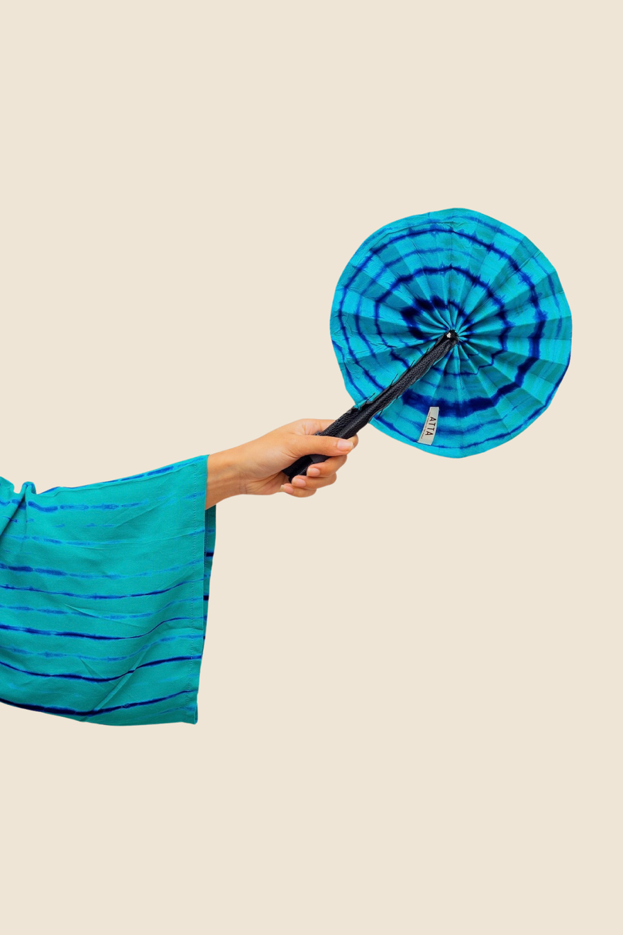 FAN BLUE | Leather and Fabric