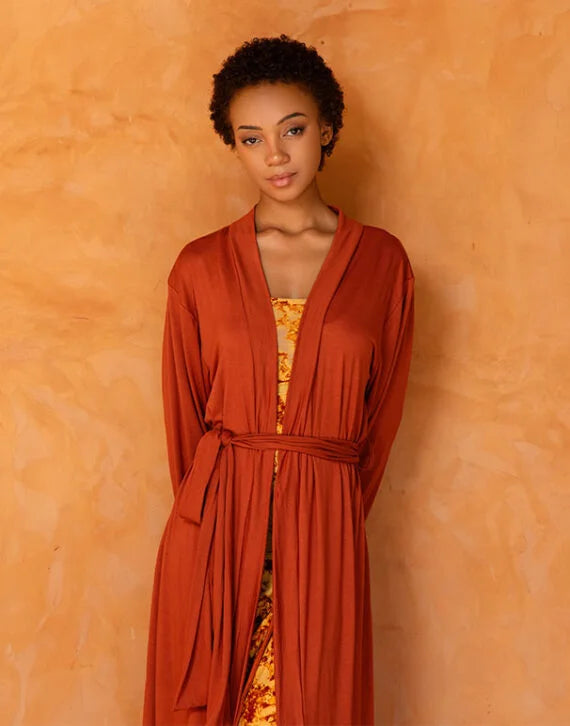 AWA SET ORANGE - Robe et déshabillée long