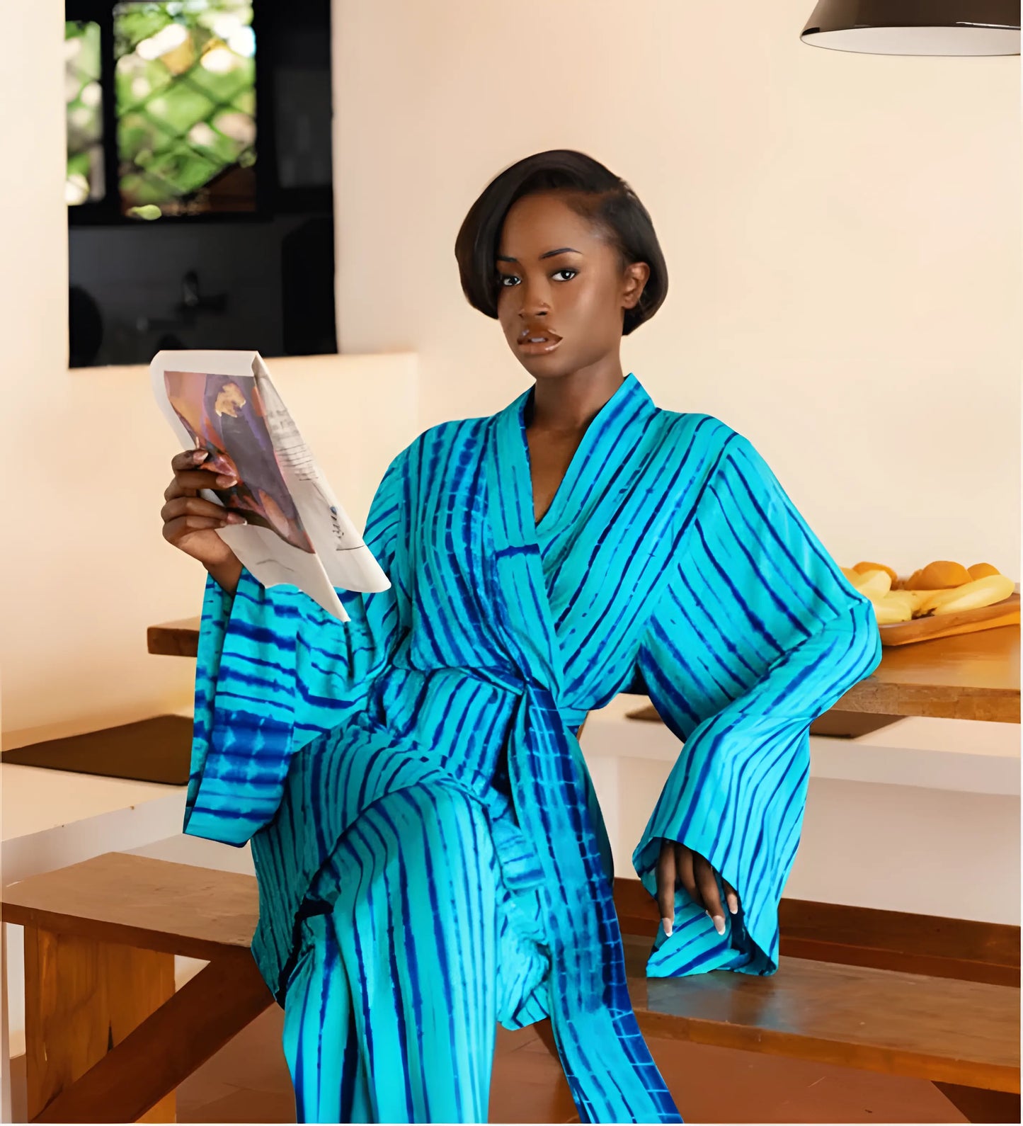 ATTA SET BLEU/VERT - Ensemble loungewear pantalon
