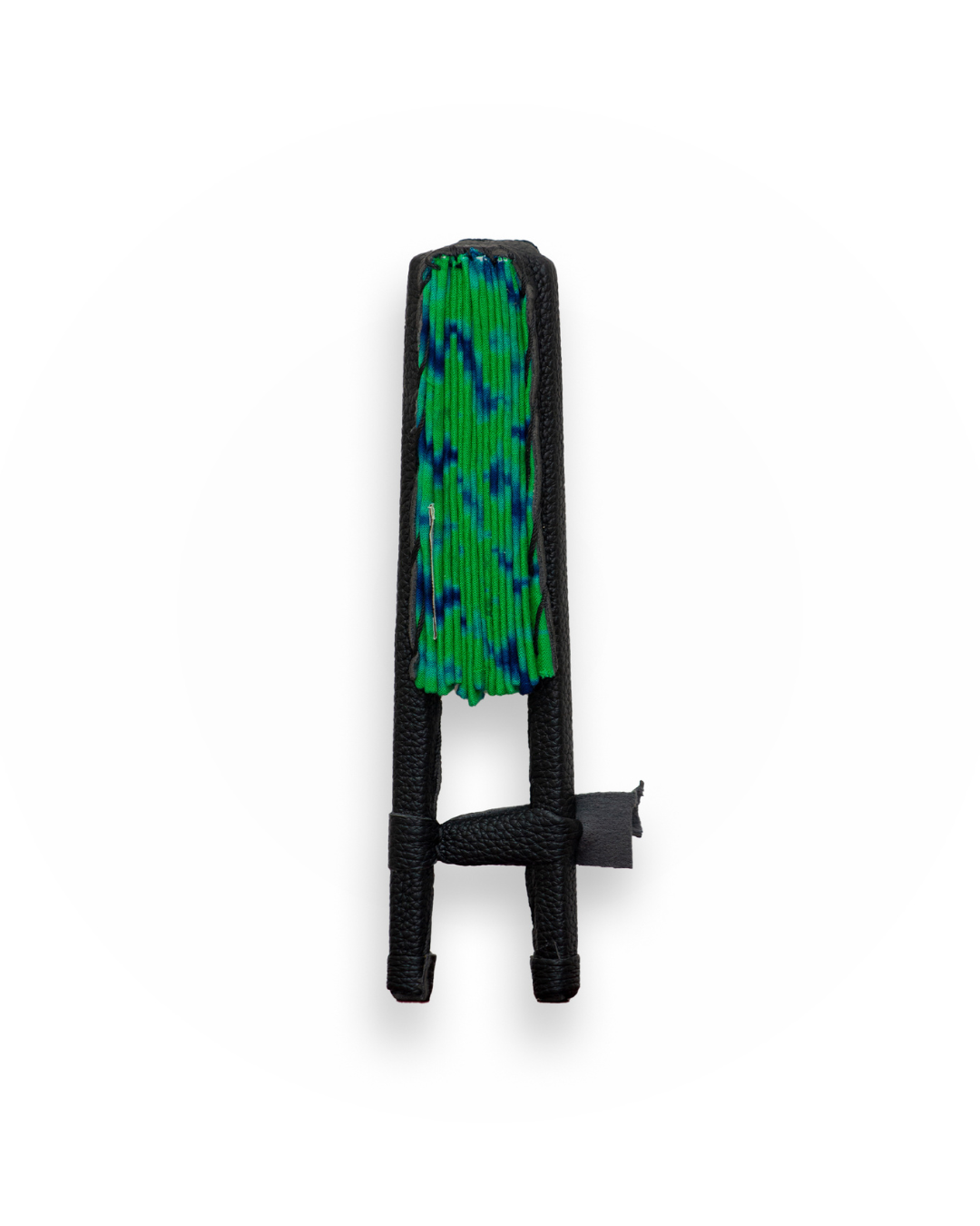 Eventail en cuir et tissu - Vert
