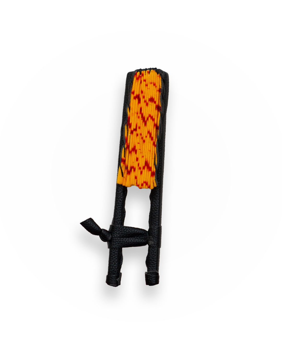 Eventail en cuir et tissu - Jaune