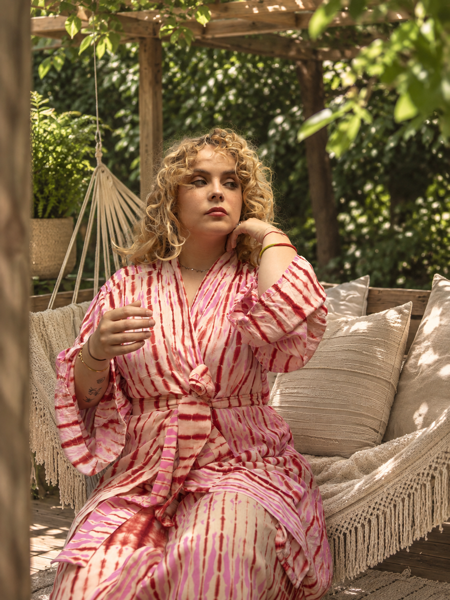 ATTA SET RED/PINK | 2-Piece Set: Short Kimono + Pants