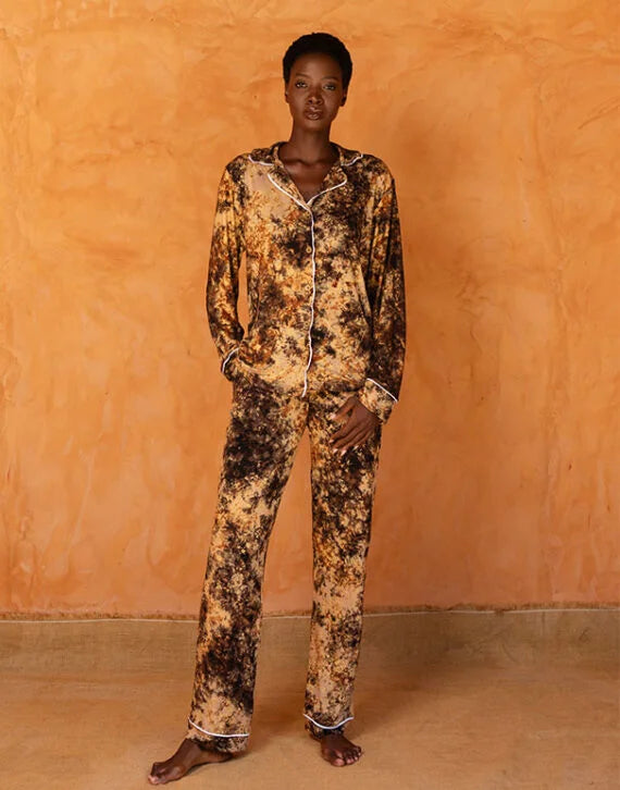 TIOSAN SET MARRON - Ensemble chemise et pantalon de pyjama