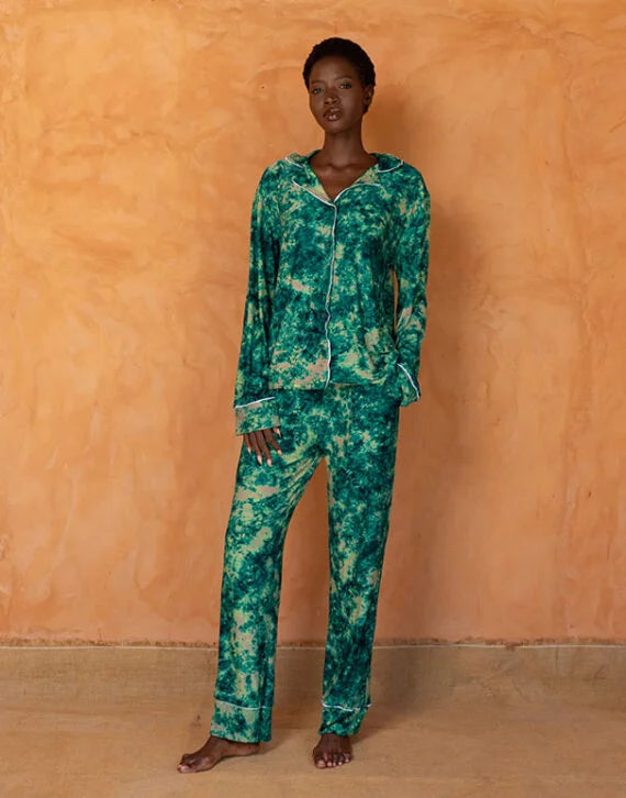 TIOSAN SET VERT - Ensemble chemise et pantalon de pyjama