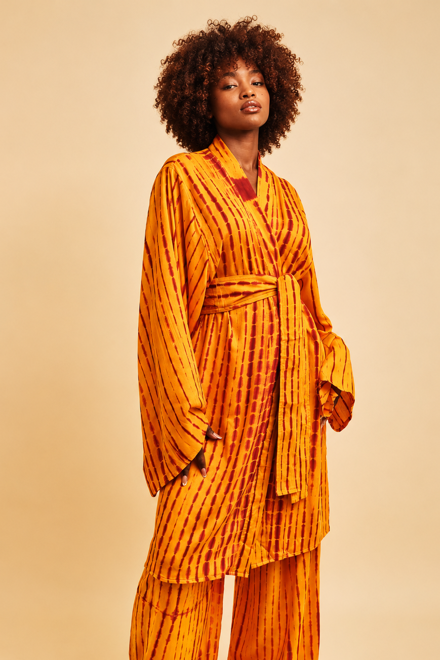 ATTA SET JAUNE | Ensemble 2 pièces : Kimono court + pantalon