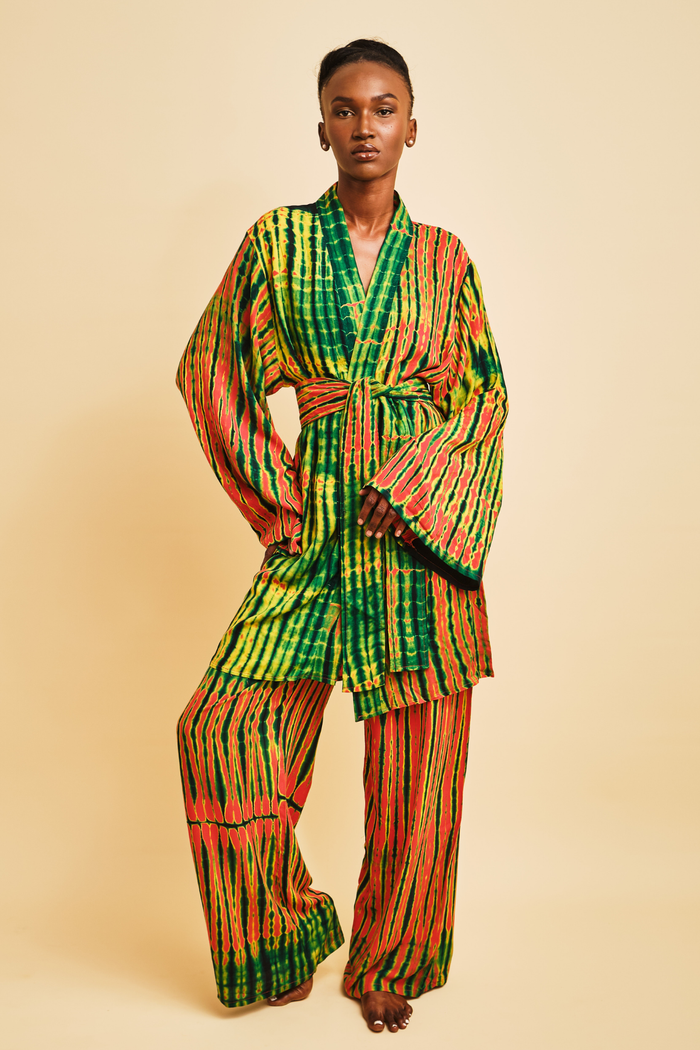 ATTA SET ORANGE | Ensemble 2 pièces : Kimono court + pantalon