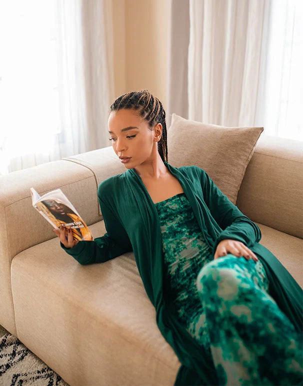 AWA SET VERT - Robe et déshabillée long