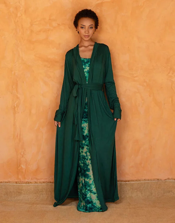 AWA SET VERT - Robe et déshabillée long