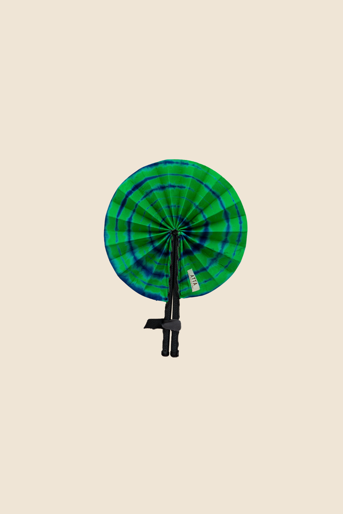 ÉVENTAIL VERT | En cuir et tissu