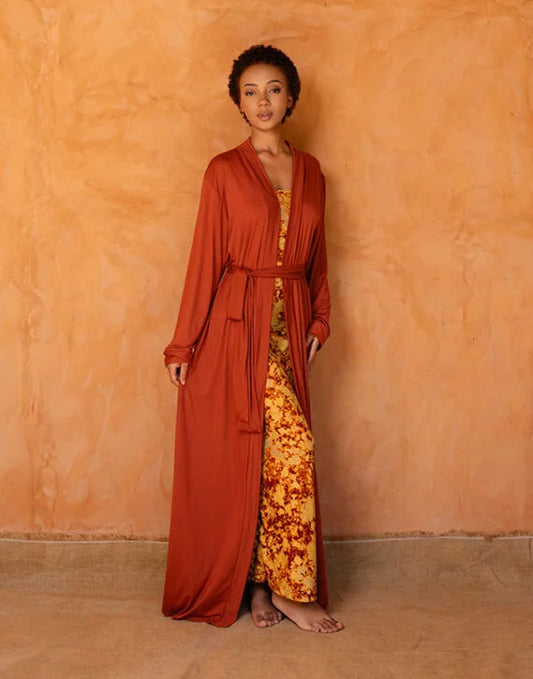 AWA SET ORANGE - Robe et déshabillée long
