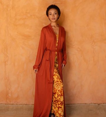 AWA SET ORANGE - Robe et déshabillée long