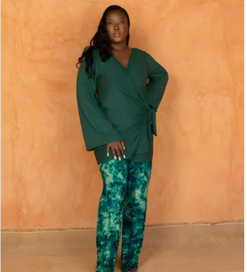 KORA SET VERT - Ensemble pantalon et haut cache-cœur