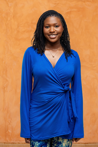 KORA SET BLUE | 2-Piece Set: Wrap Top + Pants
