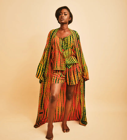MALAKA SET ORANGE - Ensemble 3 pièces short