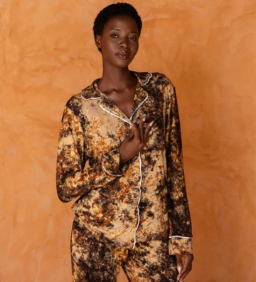 TIOSAN SET MARRON - Ensemble chemise et pantalon de pyjama