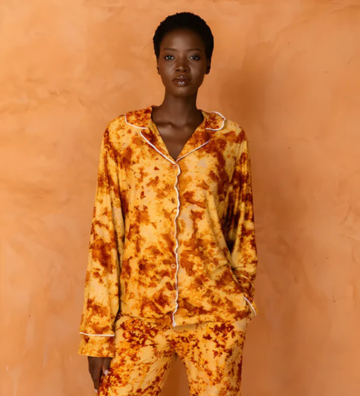 TIOSAN SET ORANGE -  Ensemble chemise et pantalon de pyjama