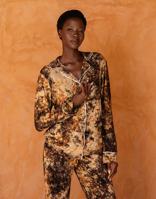 TIOSAN SET MARRON - Ensemble chemise et pantalon de pyjama