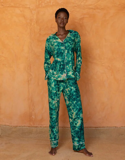 TIOSAN SET VERT - Ensemble chemise et pantalon de pyjama