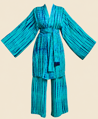 ATTA SET BLEU | Ensemble 2 pièces : Kimono court + pantalon