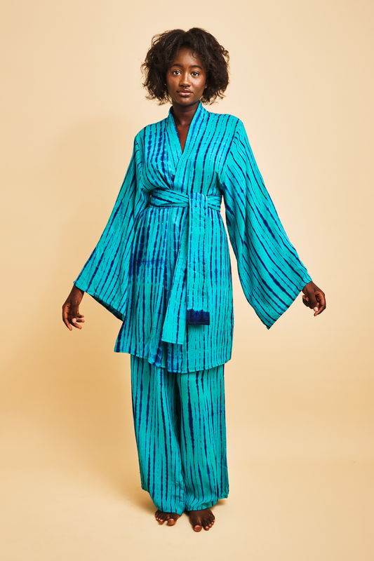 ATTA SET BLEU/VERT  | Ensemble loungewear pantalon
