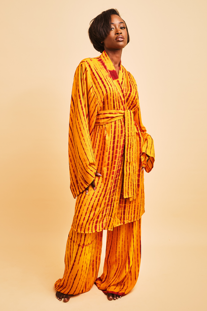 ATTA SET Jaune | Ensemble 2 pièces : Kimono court + pantalon