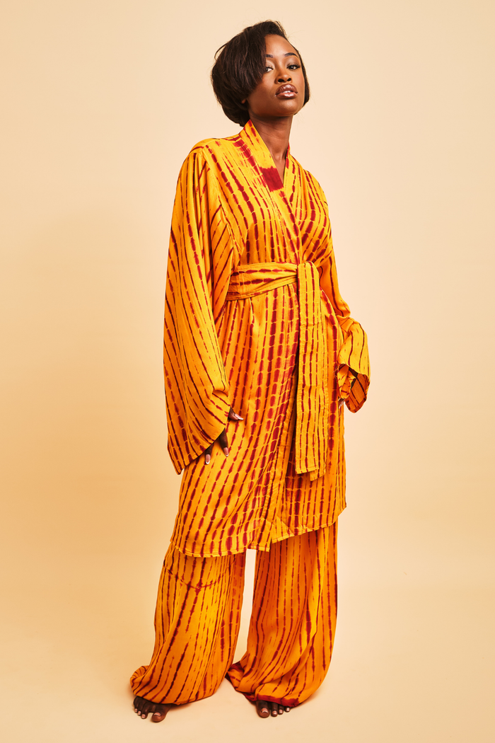 ATTA SET JAUNE | Ensemble 2 pièces : Kimono court + pantalon