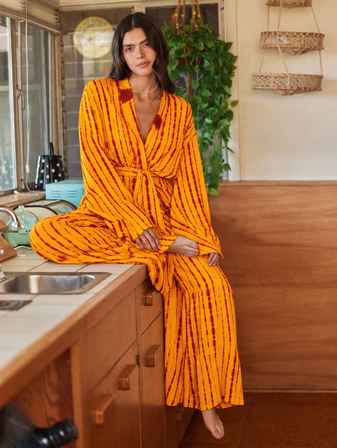 ATTA SET JAUNE | Ensemble 2 pièces : Kimono court + pantalon