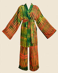 ATTA SET ORANGE | Ensemble 2 pièces : Kimono court + pantalon
