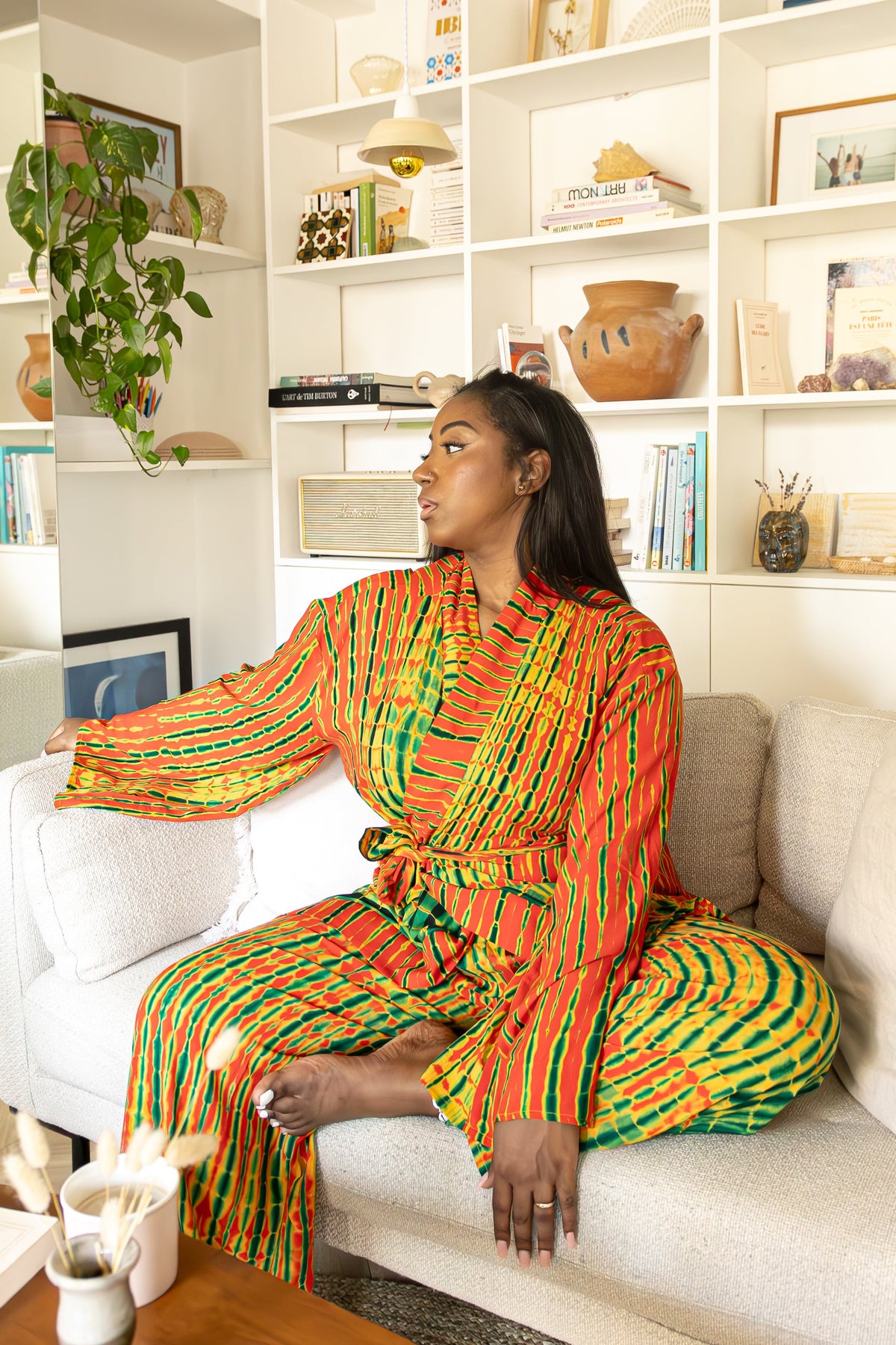 ATTA SET ORANGE | Ensemble 2 pièces : Kimono court + pantalon