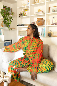 ATTA SET ORANGE | Ensemble 2 pièces : Kimono court + pantalon