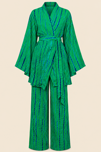 ATTA SET VERT | Ensemble 2 pièces : Kimono court + pantalon
