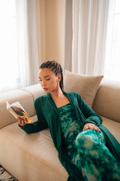 AWA SET VERT | Robe et déshabillée long