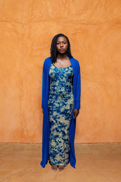 AWA SET BLEU | Ensemble 2 pièces : Robe + déshabillé long