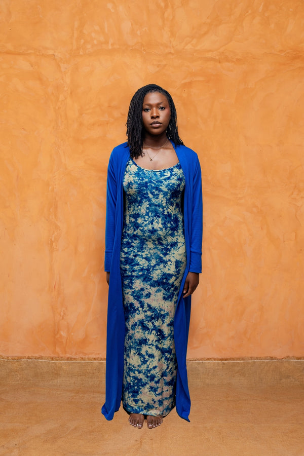 AWA SET BLEU | Ensemble 2 pièces : Robe + déshabillé long
