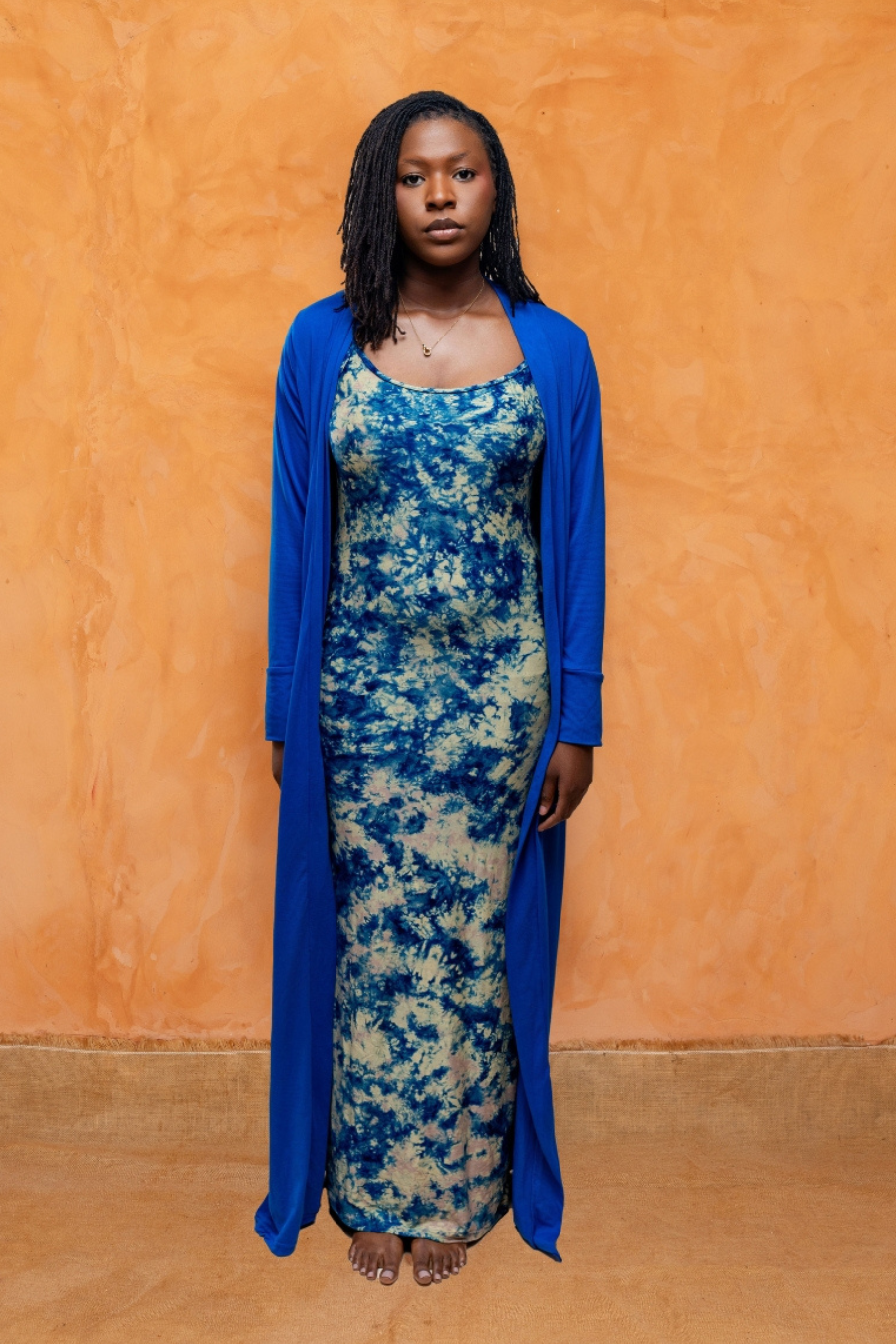 AWA SET BLEU | Ensemble 2 pièces : Robe + déshabillé long