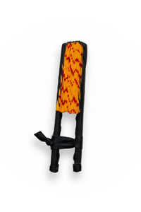 Eventail en cuir et tissu - Jaune