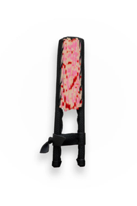Eventail en cuir et tissu - Rose