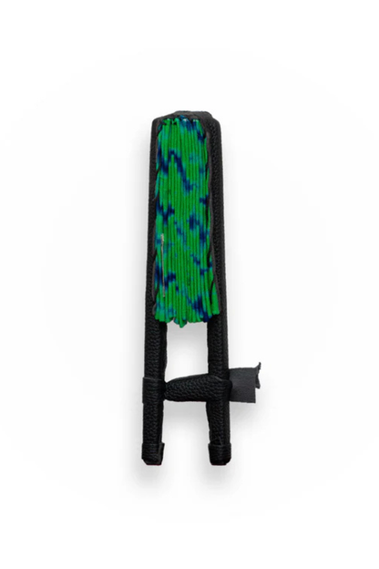 Eventail en cuir et tissu - Vert