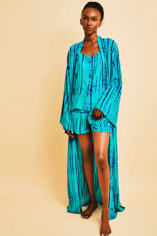 MALAKA SET BLEU/VERT - Ensemble 3 pièces short