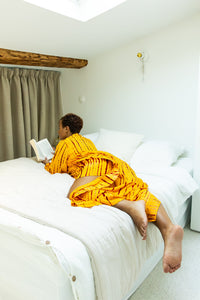 MALAKA SET JAUNE | Ensemble 3 pièces : Débardeur + short + kimono court