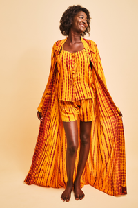 MALAKA SET JAUNE | Ensemble 3 pièces : Débardeur + short + kimono court