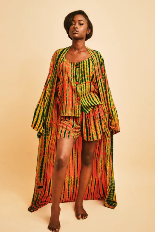 MALAKA SET ORANGE | Ensemble 3 pièces short