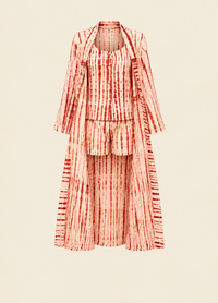 MALAKA SET ROUGE/ROSE | Ensemble 3 pièces : Débardeur + short + kimono court