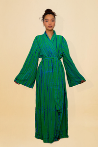 MALAKA SET VERT | Ensemble 3 pièces : Débardeur + short + kimono court