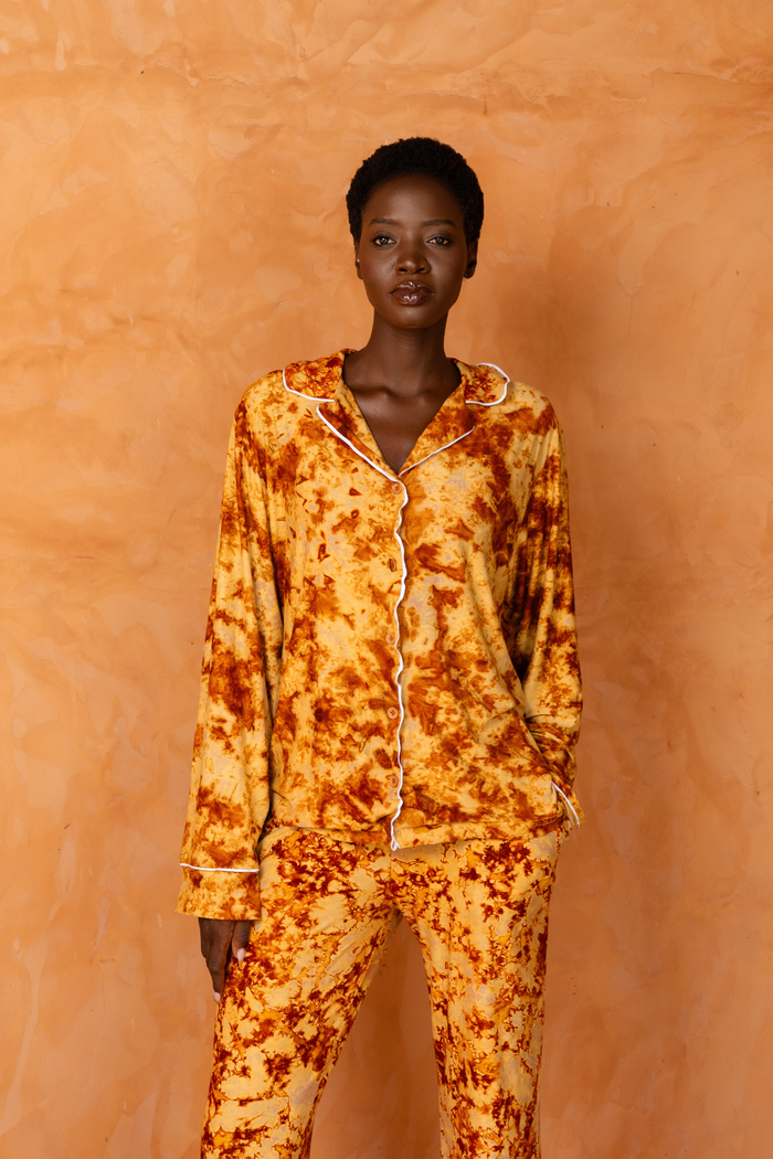 TIOSAN SET ORANGE | Ensemble 2 pièces : Chemise + pantalon