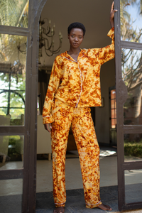 TIOSAN SET ORANGE | Ensemble 2 pièces : Chemise + pantalon